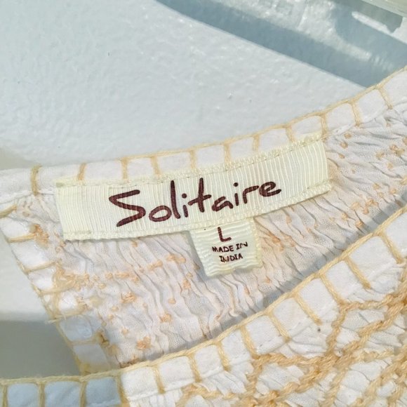 Solitaire Cotton White Boho Embroidered Puff Sleeve Blouse Tunic Top - Picture 11 of 12